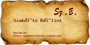 Szakáts Bálint névjegykártya